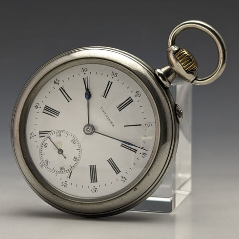 Circa 1897 Antique Longines pocket watch crystal pack open face in good working order